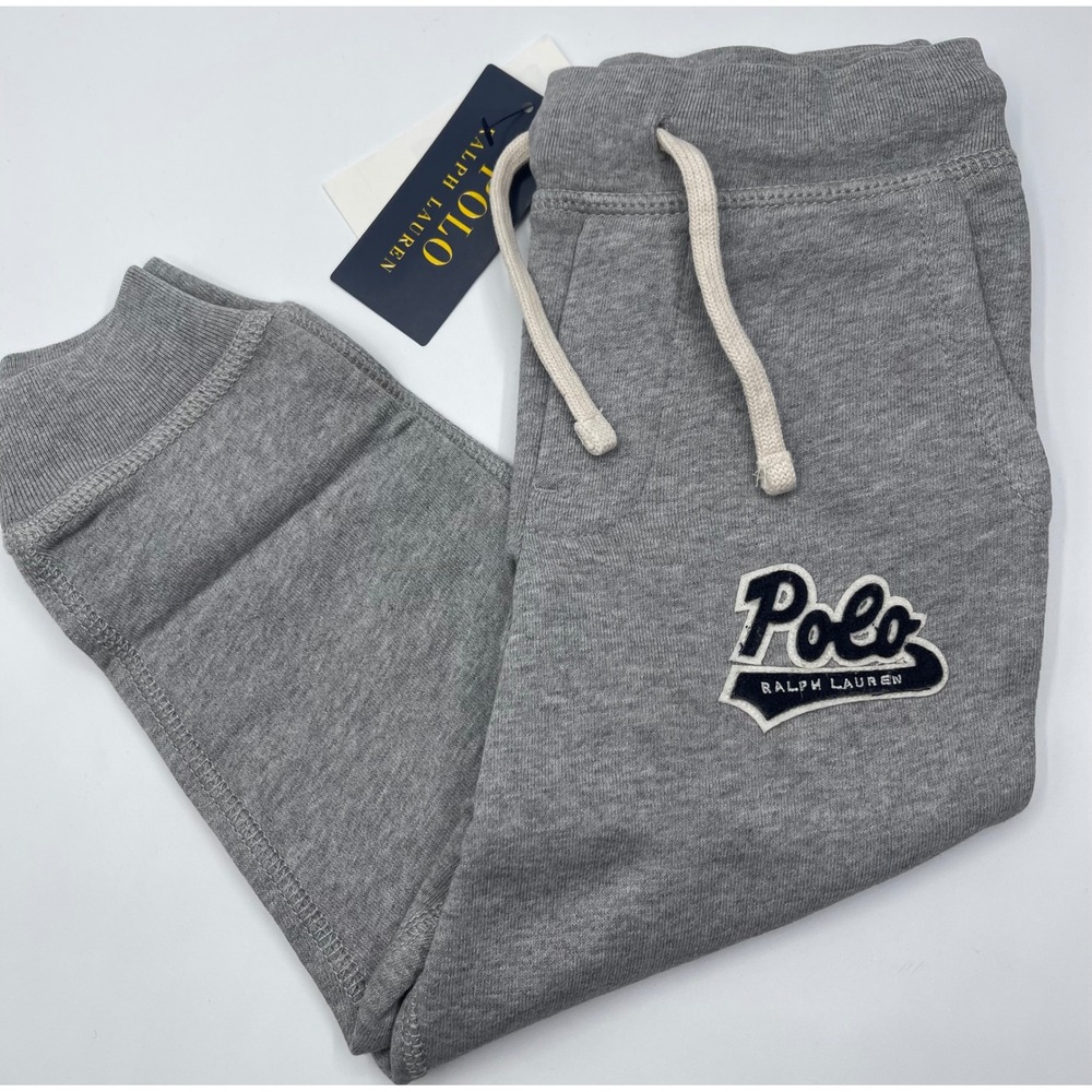 Polo Ralph Lauren Kids Gray Jogger Sweatpants Script Logo Patch Toddler Size 4T